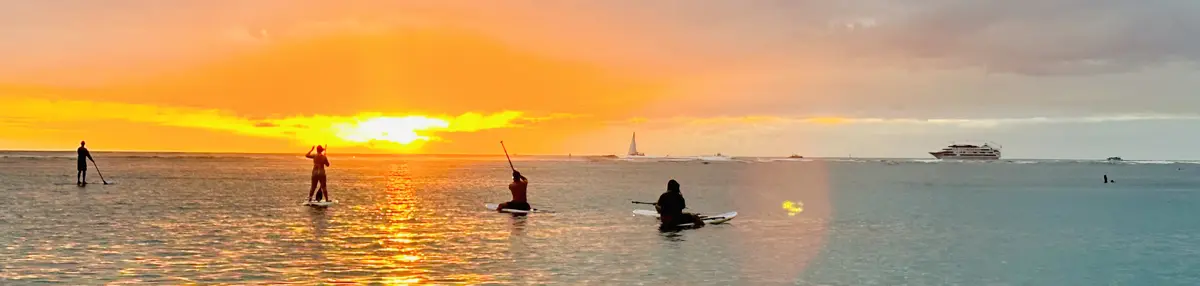 Paddleboarding into the Sunset at Ala Moana